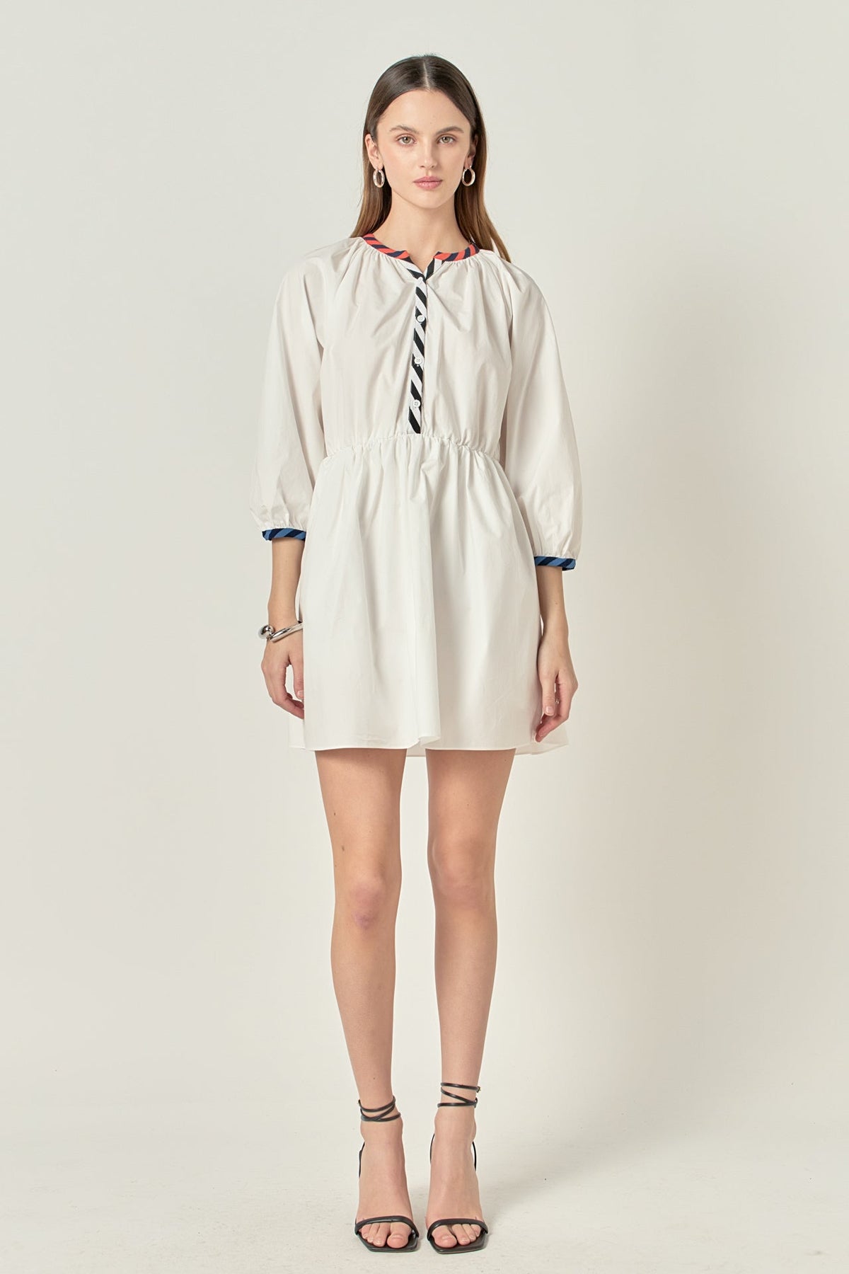 ENGLISH FACTORY - Poplin Shirt Dress with Striped Binding - DRESSES available at Objectrare
