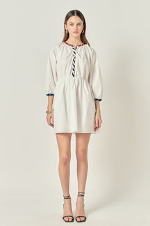 ENGLISH FACTORY - Poplin Shirt Dress with Striped Binding - DRESSES available at Objectrare