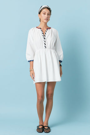 ENGLISH FACTORY - English Factory - Poplin Shirt Dress with Striped Binding - DRESSES available at Objectrare