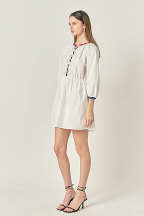 ENGLISH FACTORY - Poplin Shirt Dress with Striped Binding - DRESSES available at Objectrare