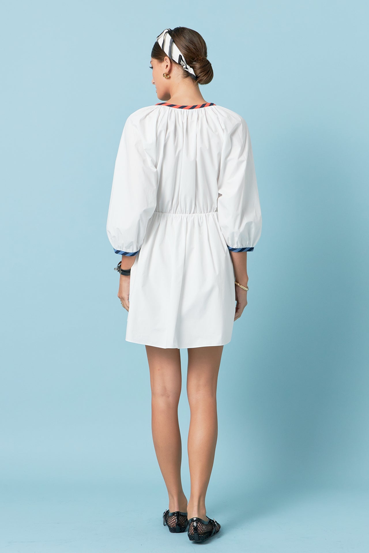 ENGLISH FACTORY - English Factory - Poplin Shirt Dress with Striped Binding - DRESSES available at Objectrare