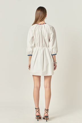 ENGLISH FACTORY - Poplin Shirt Dress with Striped Binding - DRESSES available at Objectrare