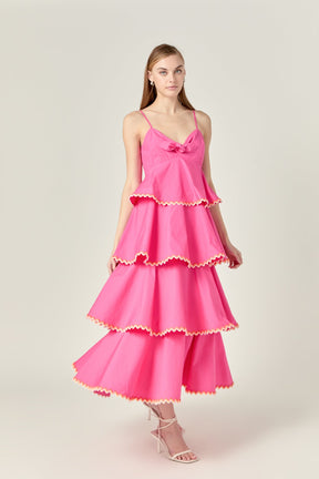ENGLISH FACTORY - Poplin Tiered Maxi Dress with Ric Rac Trim - DRESSES available at Objectrare