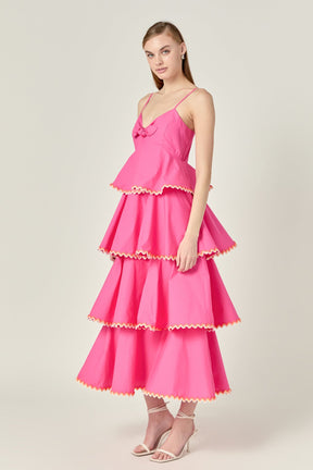 ENGLISH FACTORY - English Factory - Poplin Tiered Maxi Dress with Ric Rac Trim - DRESSES available at Objectrare