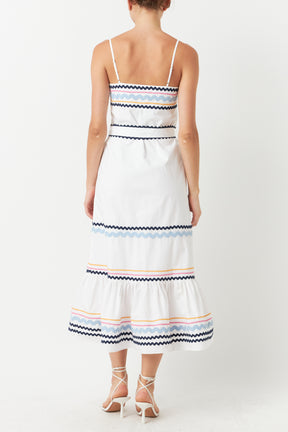 ENGLISH FACTORY - Poplin Maxi Dress with Ric Rac Trim - DRESSES available at Objectrare