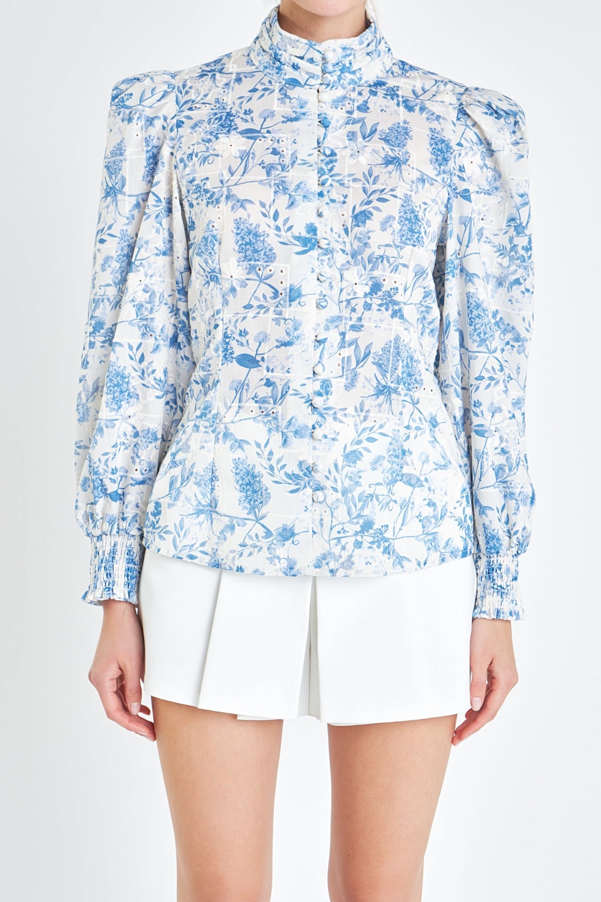 ENGLISH FACTORY - Digital Print Button Down Blouse - SHIRTS & BLOUSES available at Objectrare