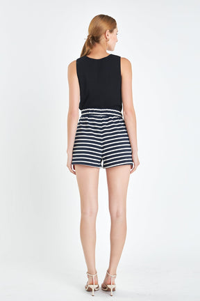 ENGLISH FACTORY - Knit Striped Shorts - SHORTS available at Objectrare