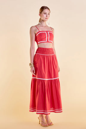 Linen Crop Top w/ Ric Rac Trim