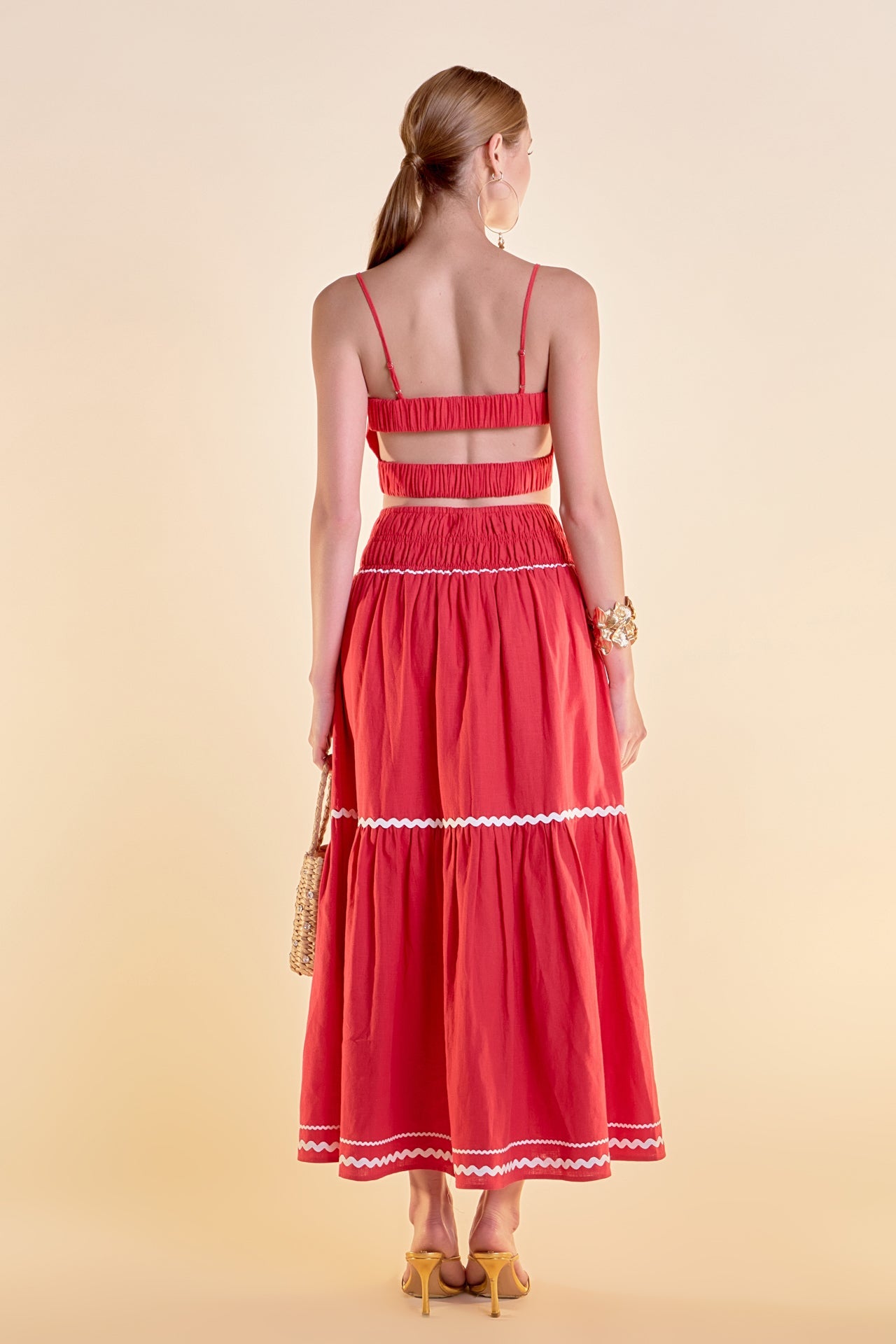 Linen Crop Top w/ Ric Rac Trim