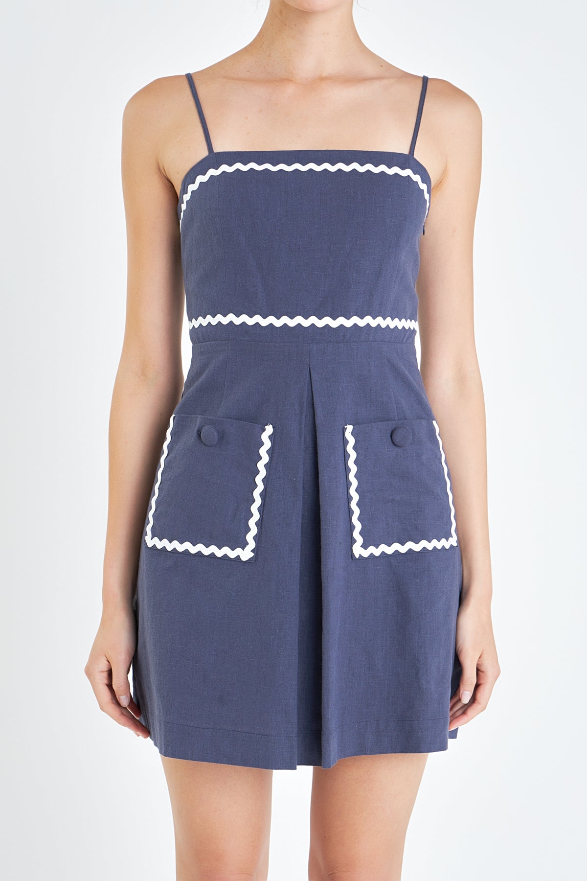 ENGLISH FACTORY - Linen Mini Dress w/ Ric Rac Trim - DRESSES available at Objectrare