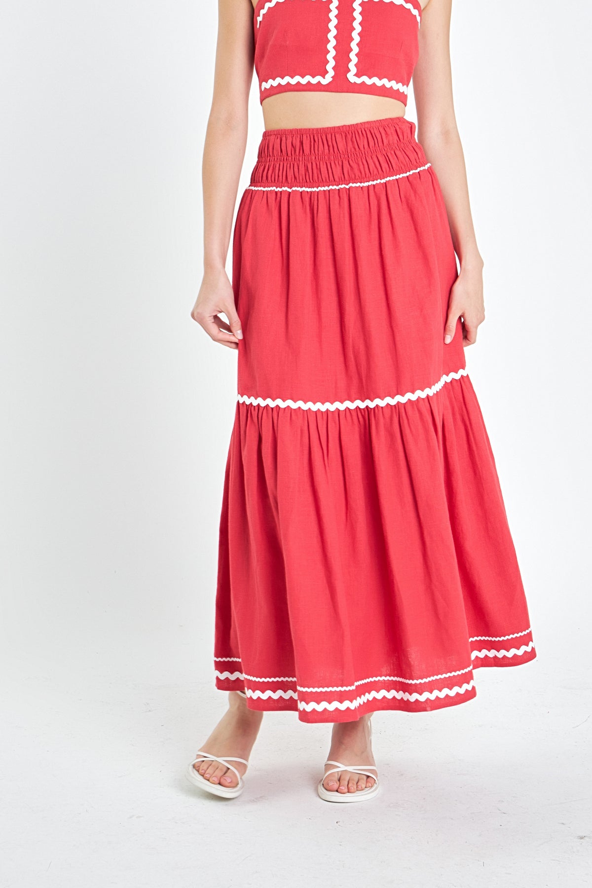 ENGLISH FACTORY - Linen Maxi Skirt w/ Ric Rac Trim - SKIRTS available at Objectrare