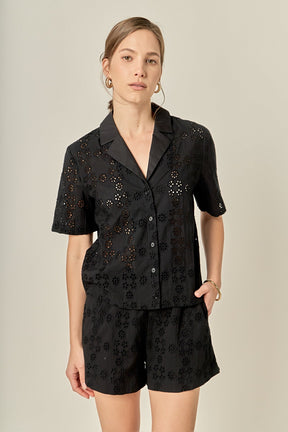 ENGLISH FACTORY - Embroidered Cotton Camp Shirt - TOPS available at Objectrare
