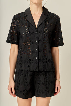 ENGLISH FACTORY - Embroidered Cotton Camp Shirt - TOPS available at Objectrare