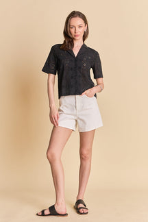 Embroidered Cotton Camp Shirt