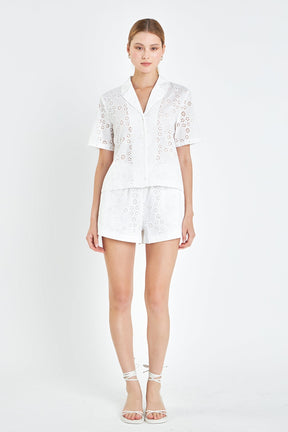 ENGLISH FACTORY - Embroidered Cotton Camp Shirt - TOPS available at Objectrare