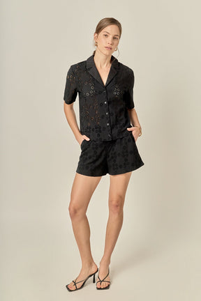 ENGLISH FACTORY - Embroidered Cotton Shorts - SHORTS available at Objectrare