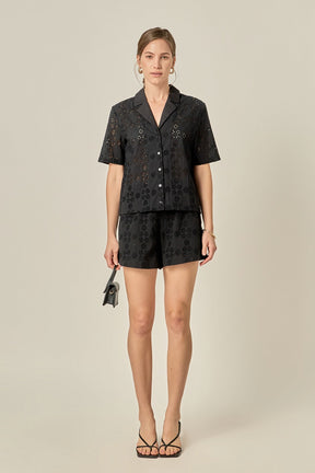 ENGLISH FACTORY - Embroidered Cotton Shorts - SHORTS available at Objectrare