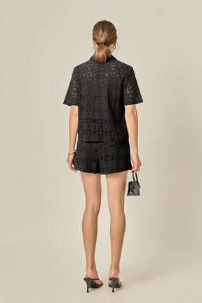 ENGLISH FACTORY - Embroidered Cotton Shorts - SHORTS available at Objectrare