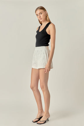 Embroidered Cotton Shorts