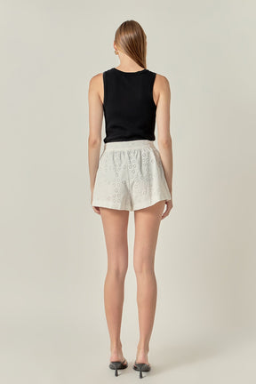 ENGLISH FACTORY - Embroidered Cotton Shorts - SHORTS available at Objectrare
