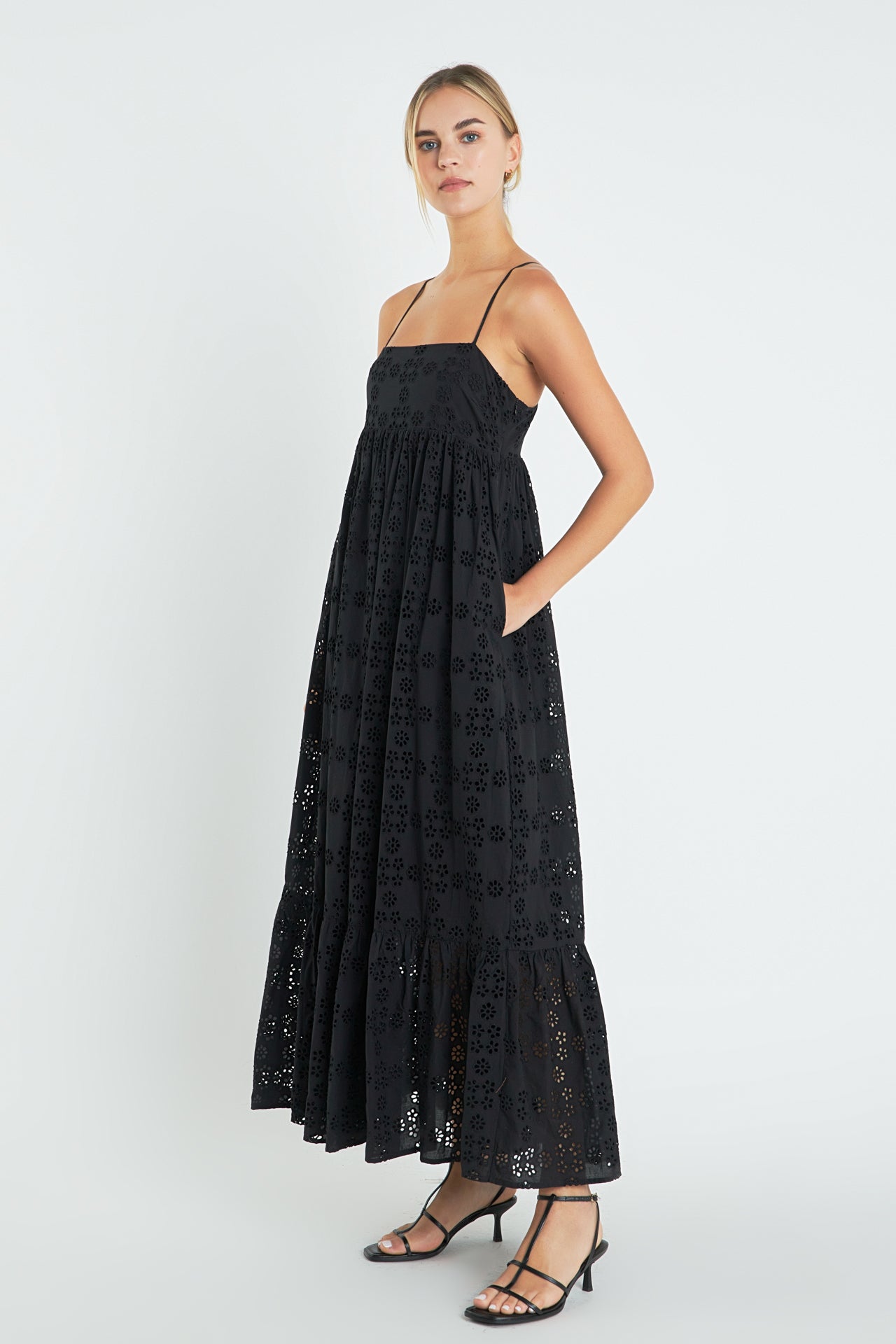 ENGLISH FACTORY - Embroidered Cotton Sleeveless Maxi Dress - DRESSES available at Objectrare