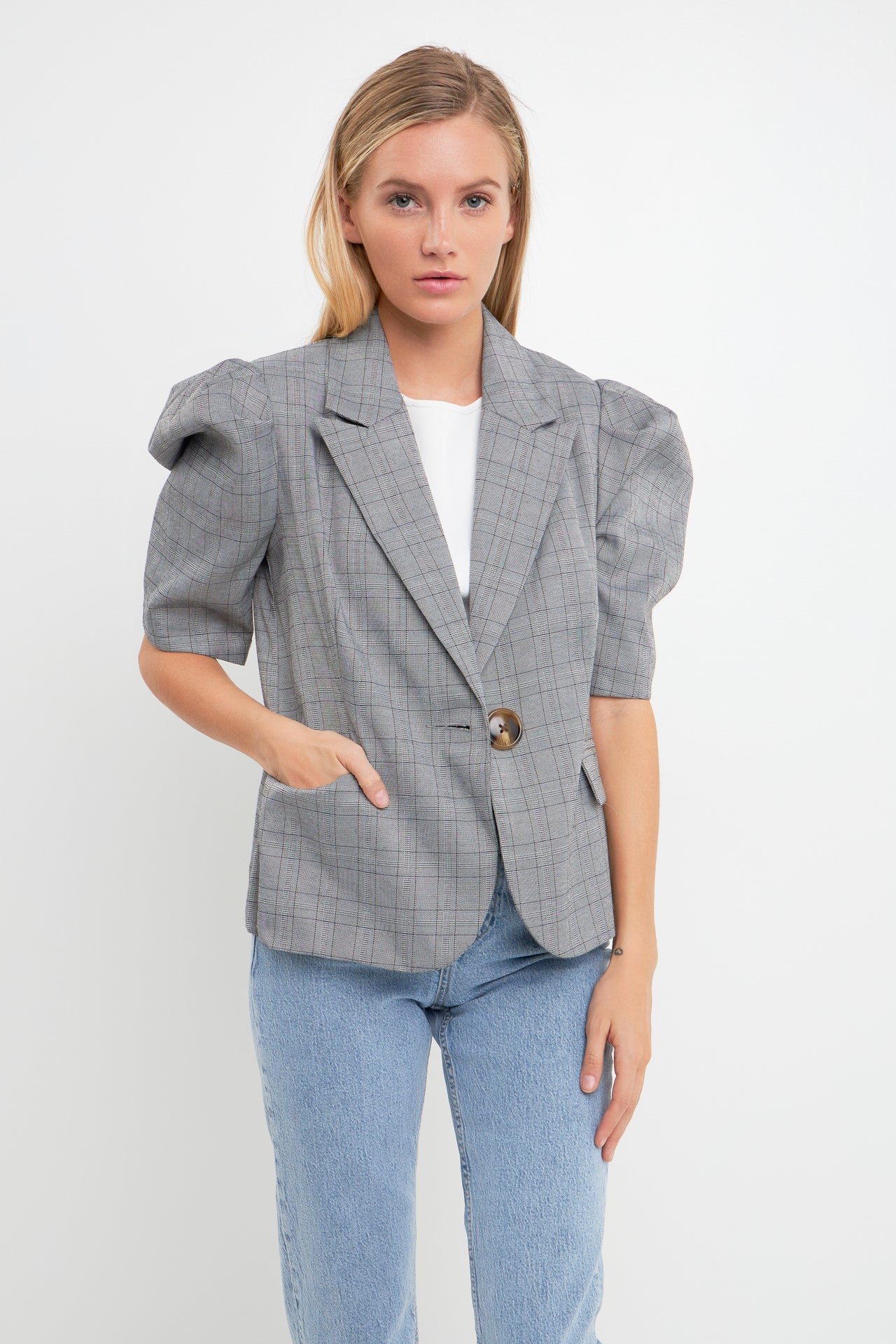 ENGLISH FACTORY - Short Puff Sleeve Jacket - JACKETS available at Objectrare