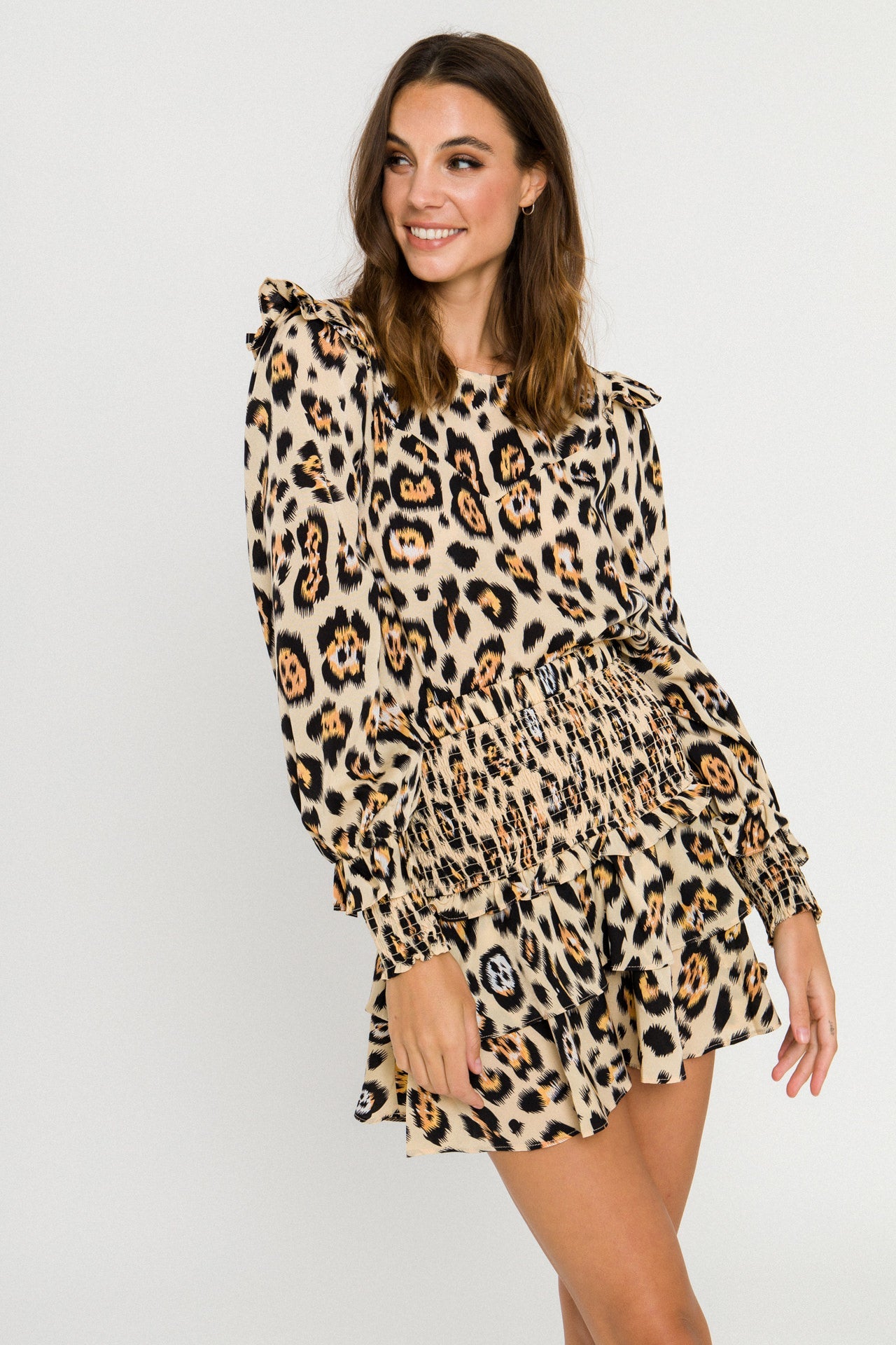 ENGLISH FACTORY - Animal Print Smocked Skirt - SKIRTS available at Objectrare