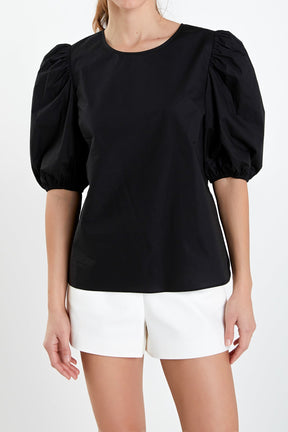 ENGLISH FACTORY - English Factory - Poplin Puff Sleeve Top - TOPS available at Objectrare