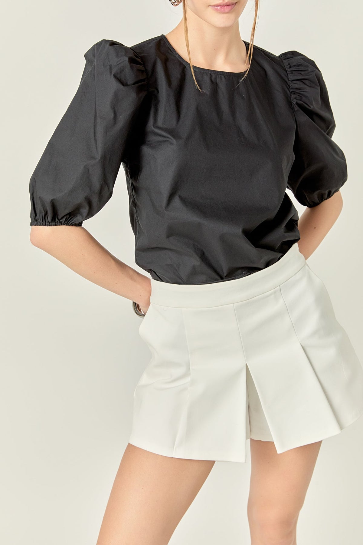 ENGLISH FACTORY - Poplin Puff Sleeve Top - TOPS available at Objectrare