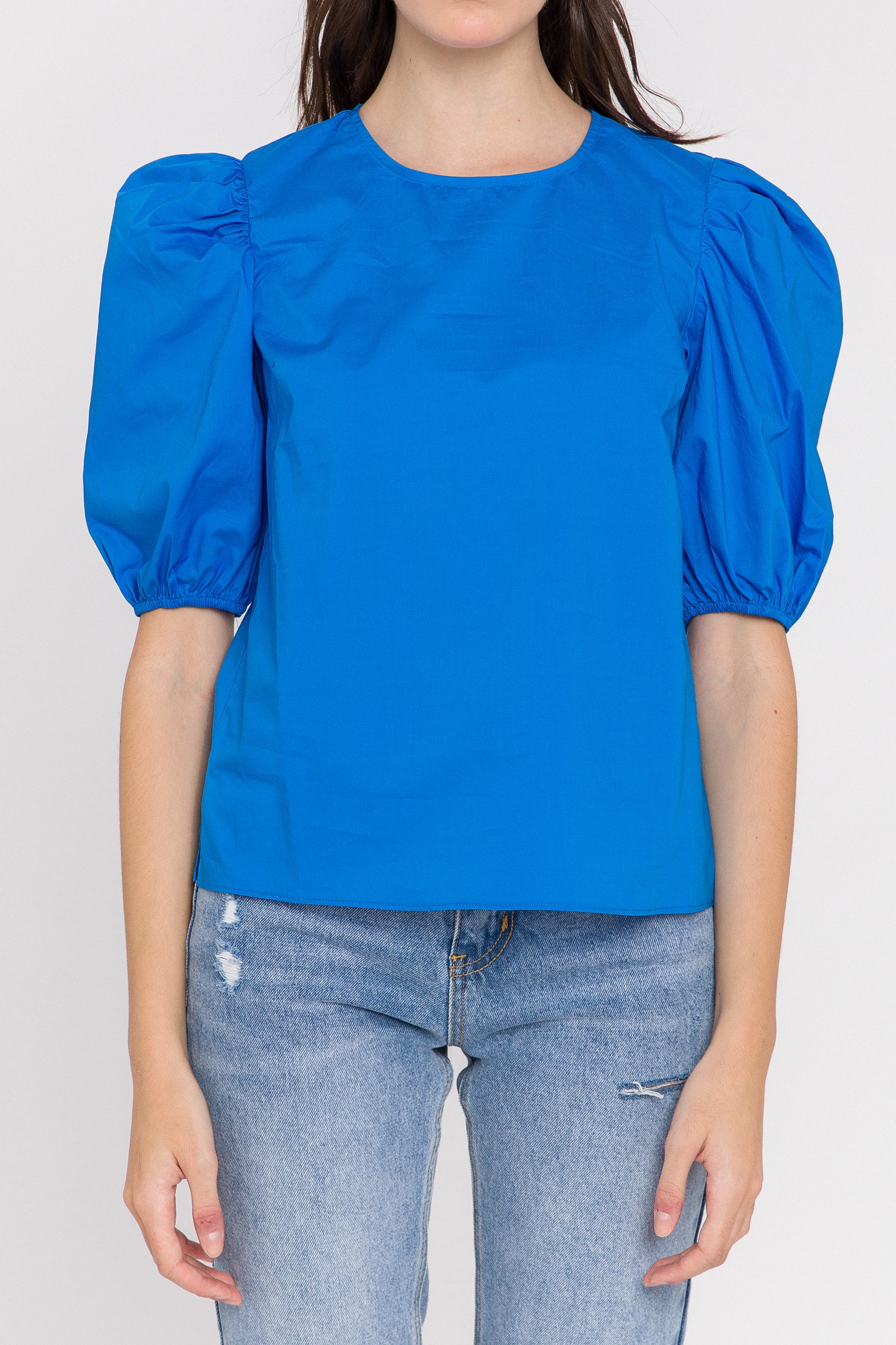 ENGLISH FACTORY - Poplin Puff Sleeve Top - TOPS available at Objectrare