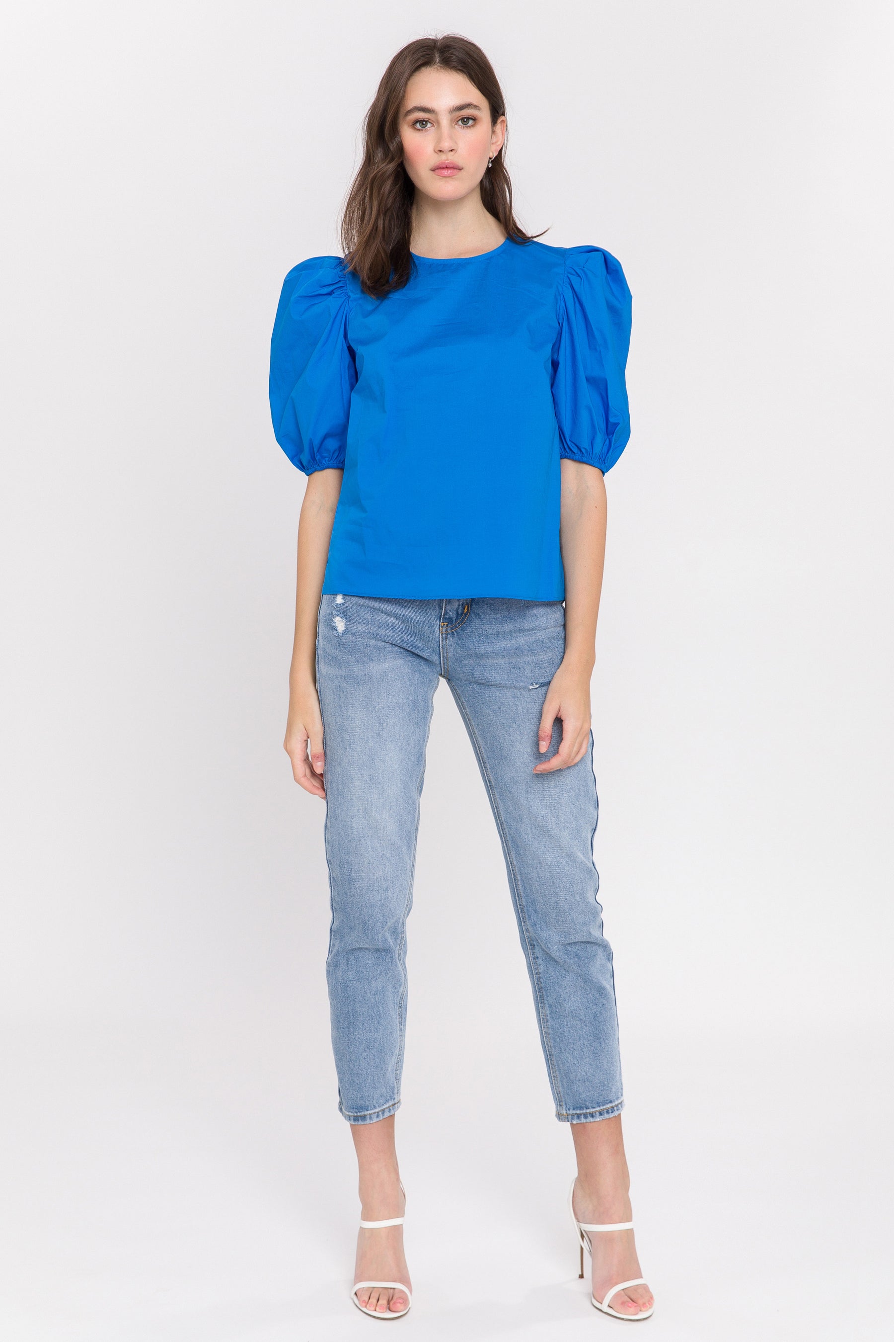 ENGLISH FACTORY - Poplin Puff Sleeve Top - TOPS available at Objectrare