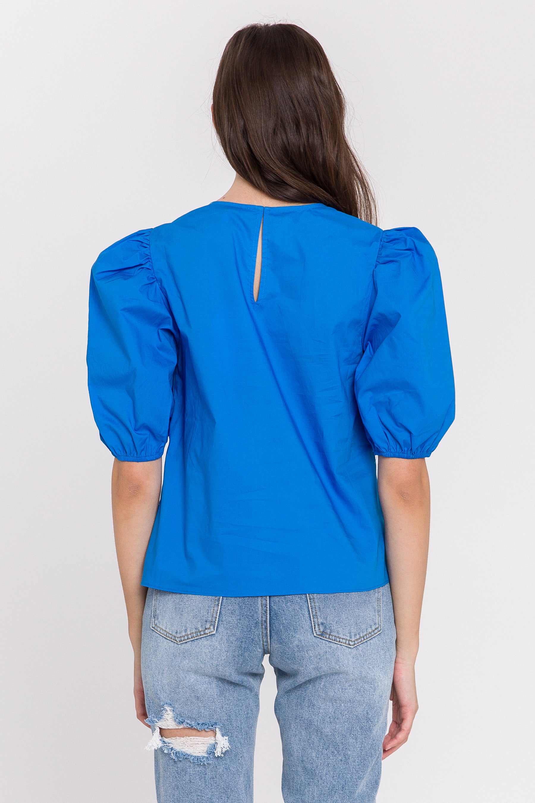 Poplin Puff Sleeve Top