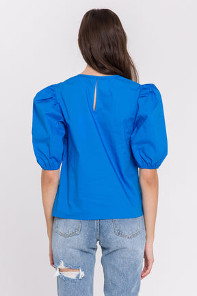 Poplin Puff Sleeve Top