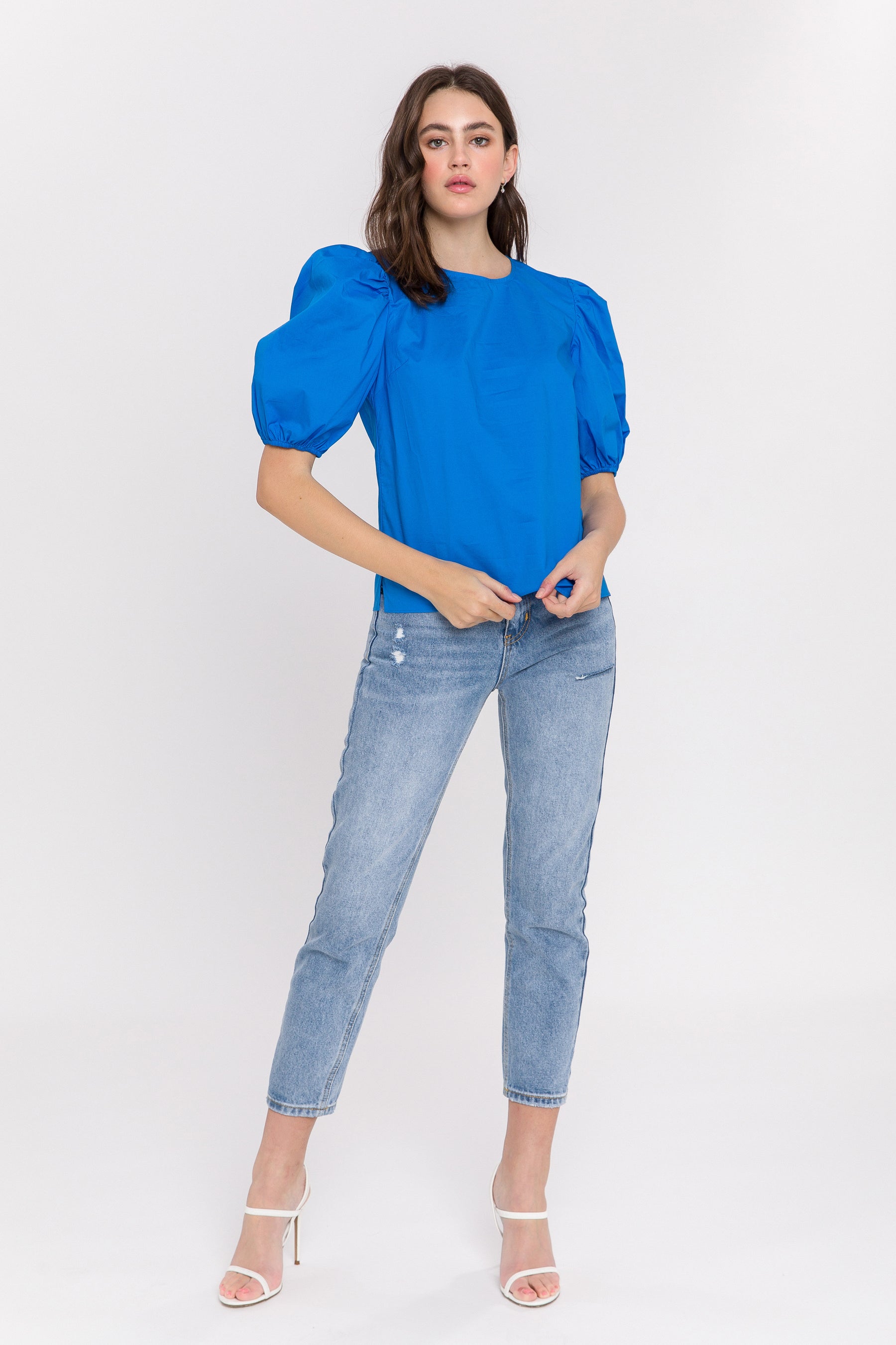 ENGLISH FACTORY - Poplin Puff Sleeve Top - TOPS available at Objectrare