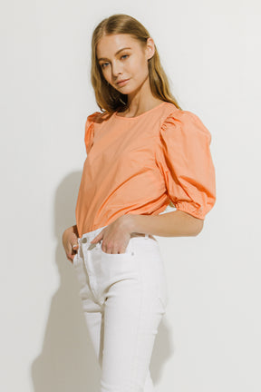 Poplin Puff Sleeve Top