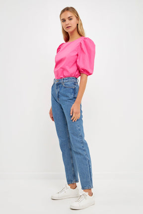 ENGLISH FACTORY - English Factory - Poplin Puff Sleeve Top - TOPS available at Objectrare