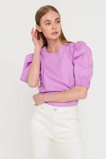 ENGLISH FACTORY - Poplin Puff Sleeve Top - TOPS available at Objectrare