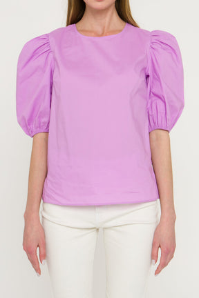 English Factory - Poplin Puff Sleeve Top