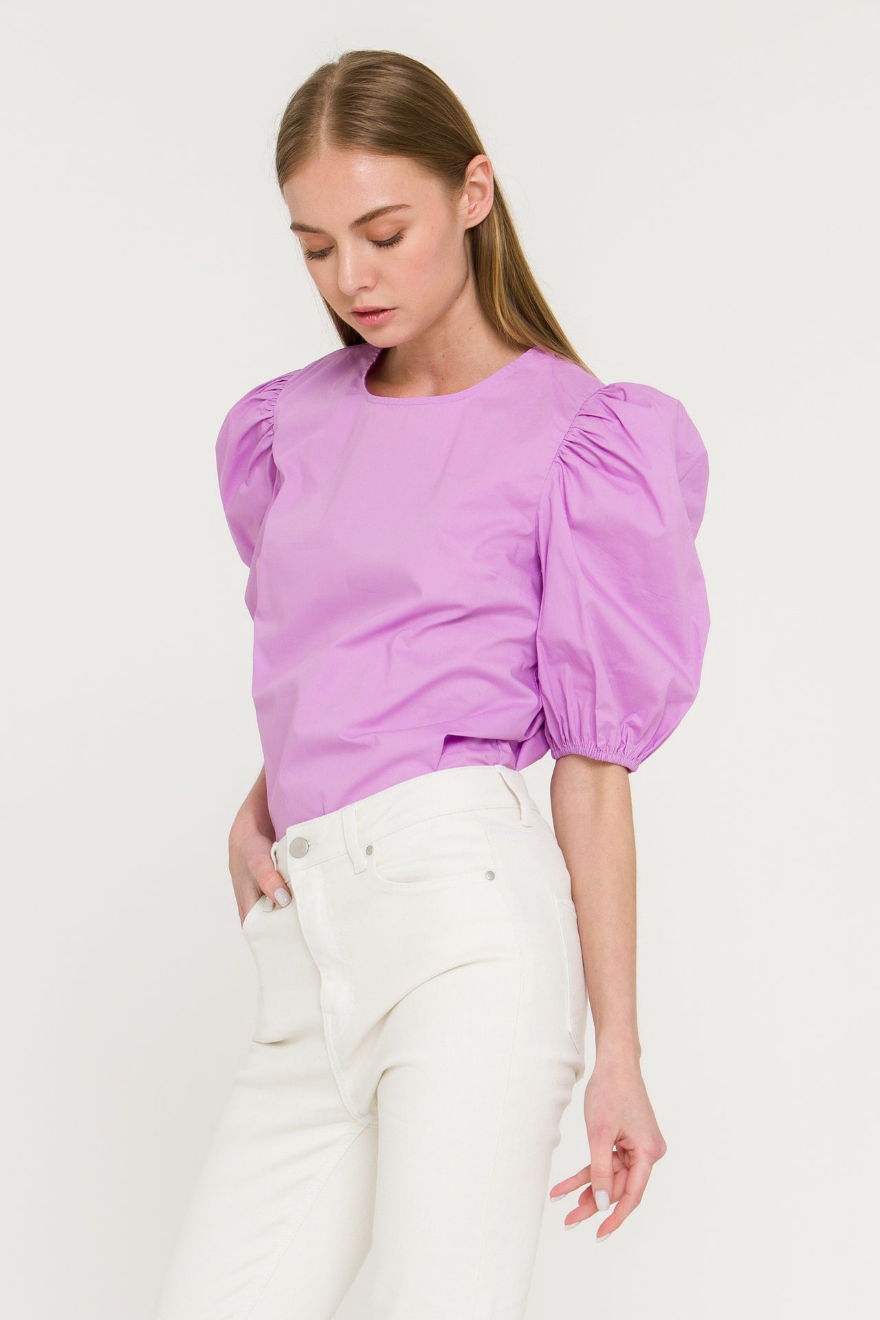 English Factory - Poplin Puff Sleeve Top