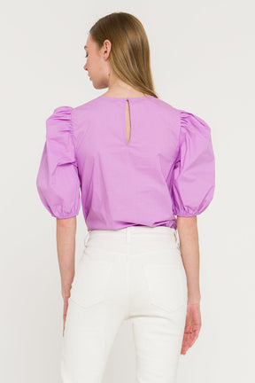 ENGLISH FACTORY - Poplin Puff Sleeve Top - TOPS available at Objectrare