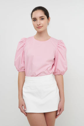 ENGLISH FACTORY - Poplin Puff Sleeve Top - TOPS available at Objectrare