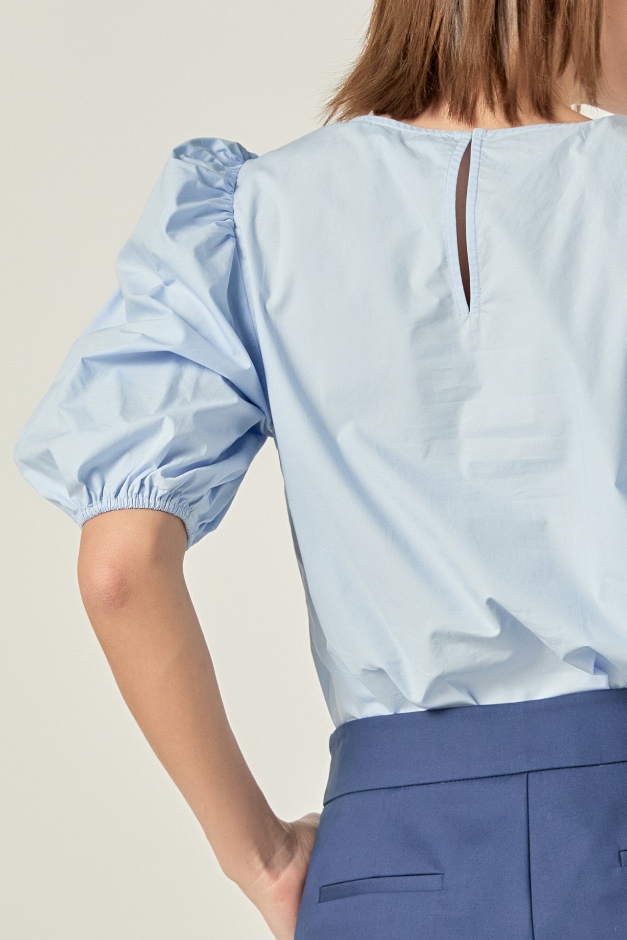 ENGLISH FACTORY - Poplin Puff Sleeve Top - TOPS available at Objectrare