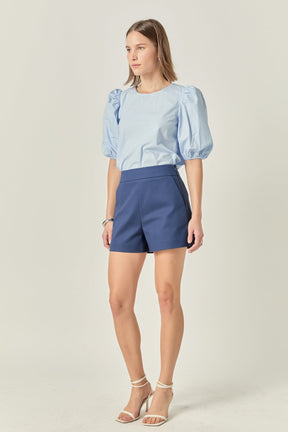 ENGLISH FACTORY - Poplin Puff Sleeve Top - TOPS available at Objectrare