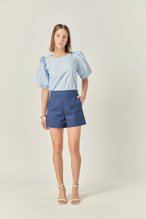 ENGLISH FACTORY - Poplin Puff Sleeve Top - TOPS available at Objectrare