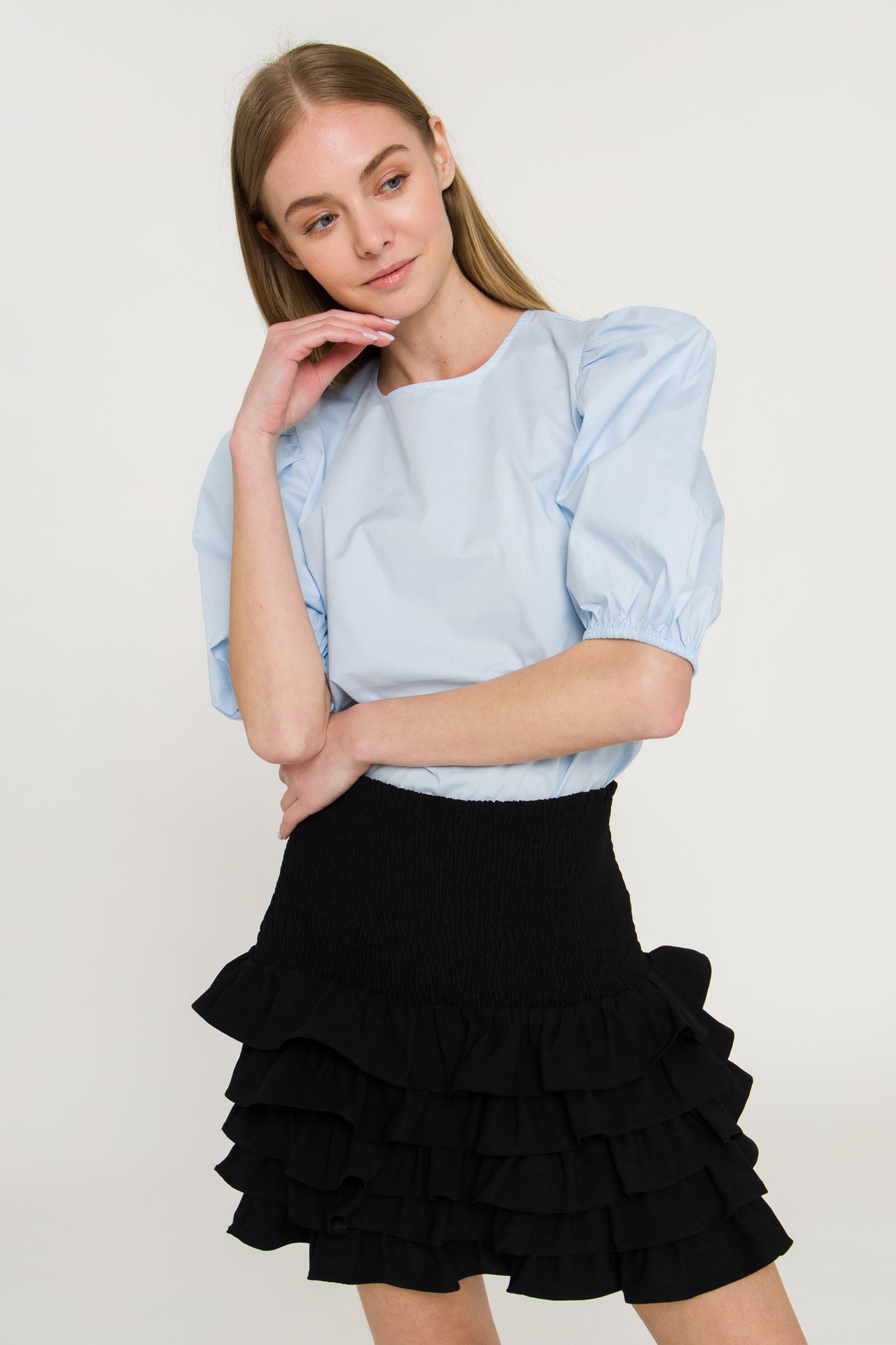 English Factory - Poplin Puff Sleeve Top