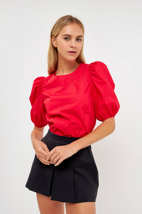 Poplin Puff Sleeve Top
