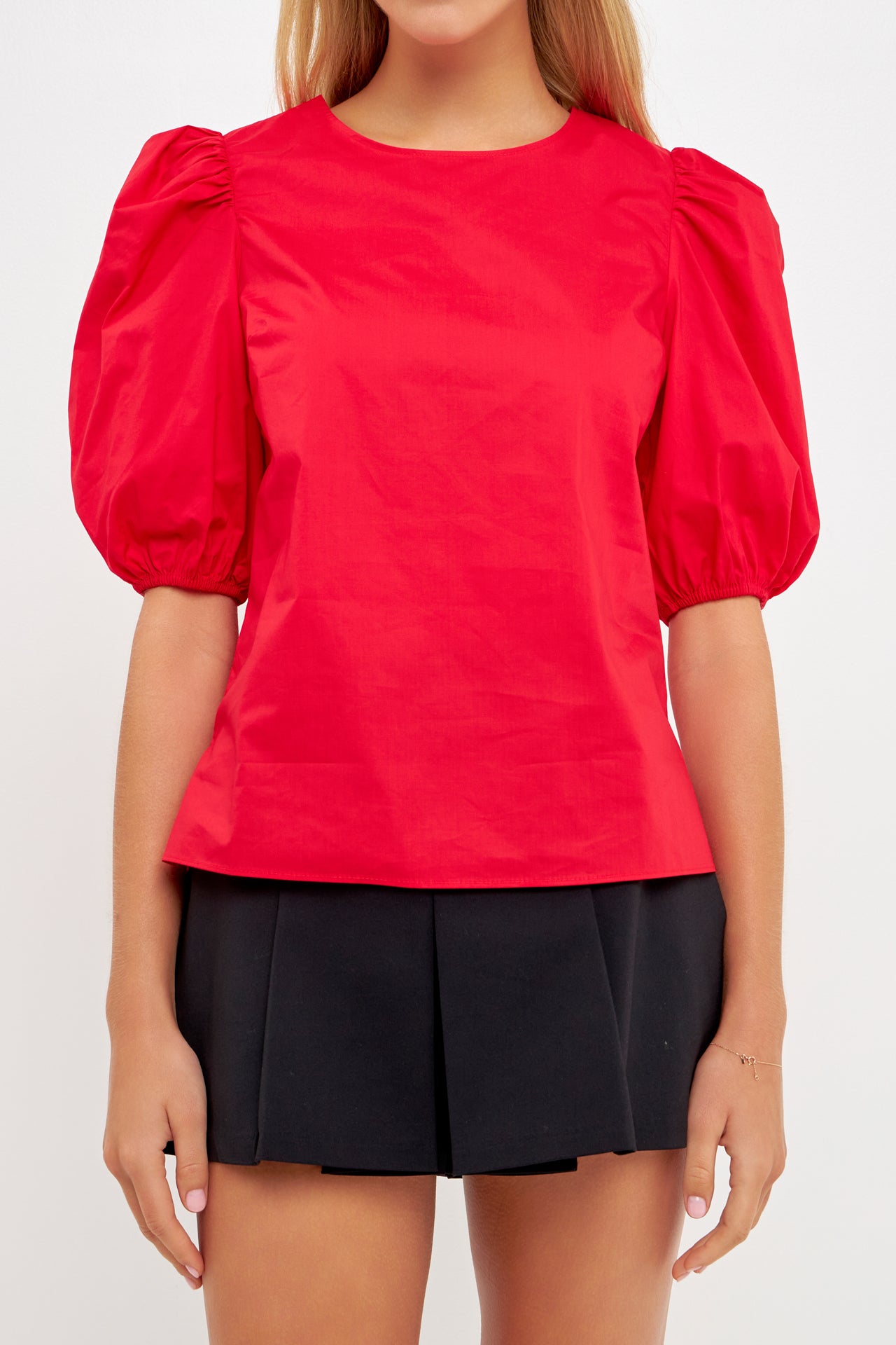 Poplin Puff Sleeve Top