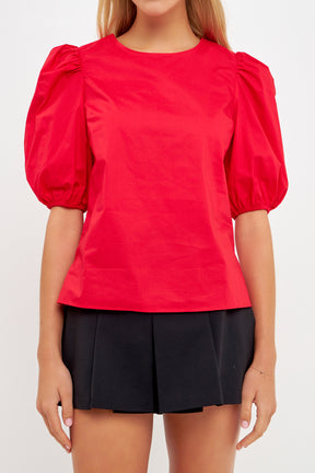 Poplin Puff Sleeve Top