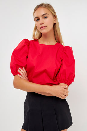 Poplin Puff Sleeve Top