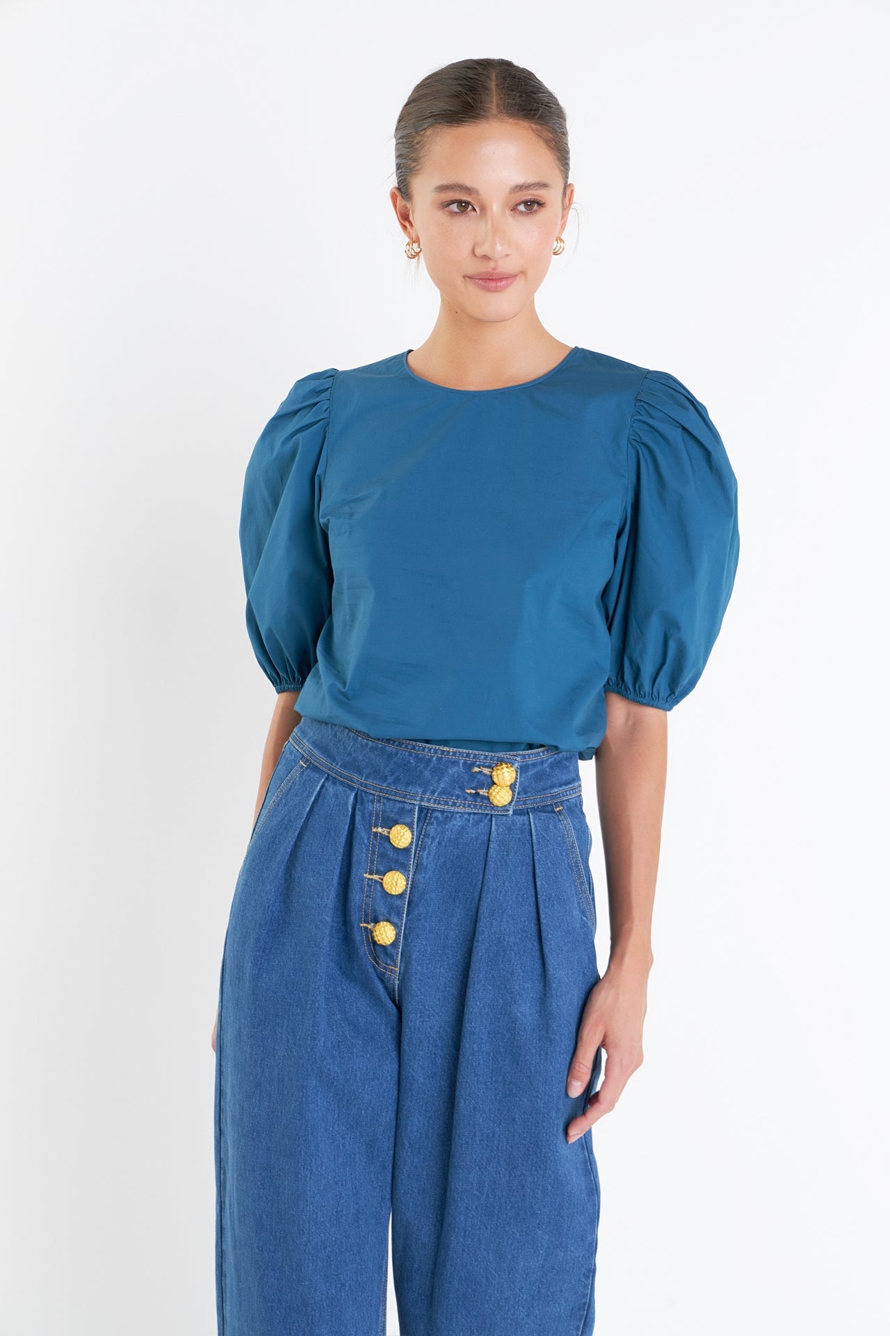 ENGLISH FACTORY - English Factory - Poplin Puff Sleeve Top - TOPS available at Objectrare